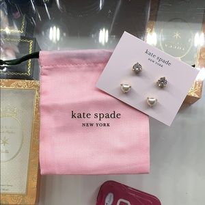 Kate Spade Earrings, two sets. Pearl and diamonds.